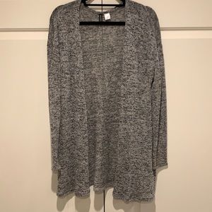 Long Open Front Gray Cardigan